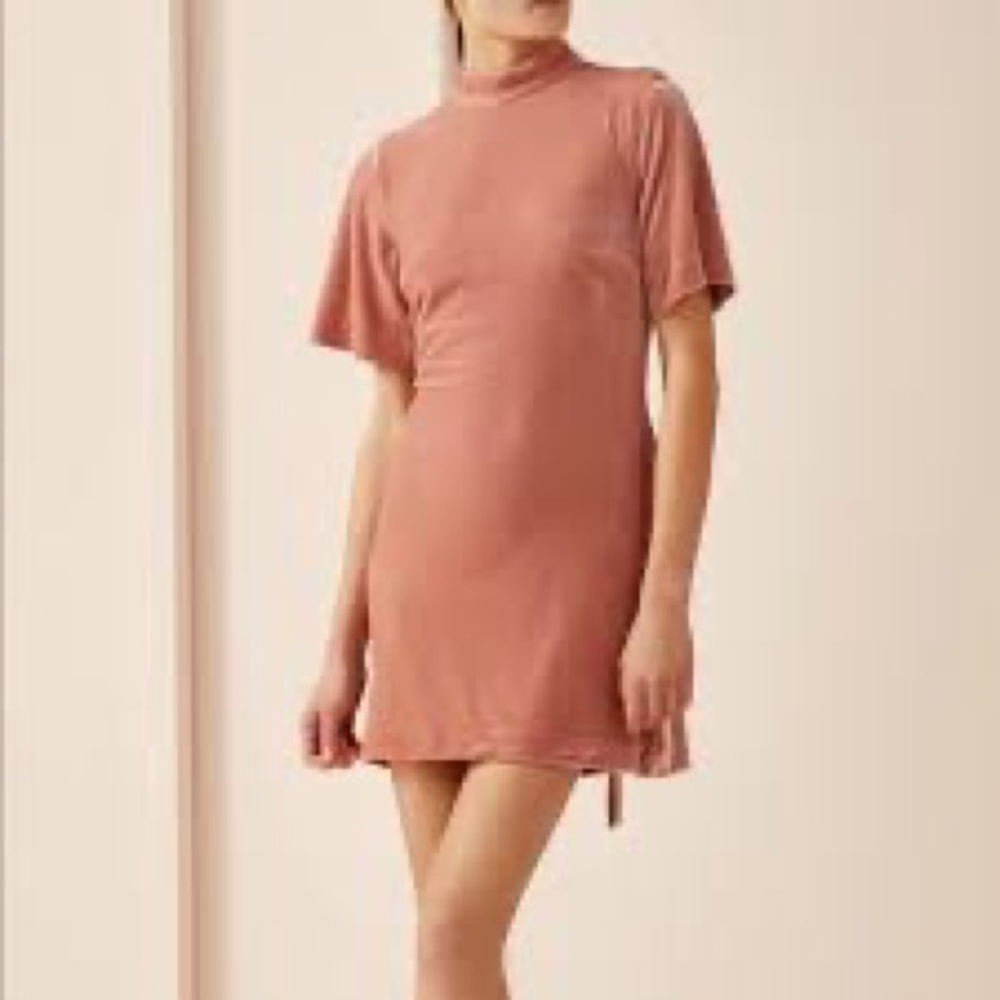 Keepsake pink velvet Eventually mini dress  sz small